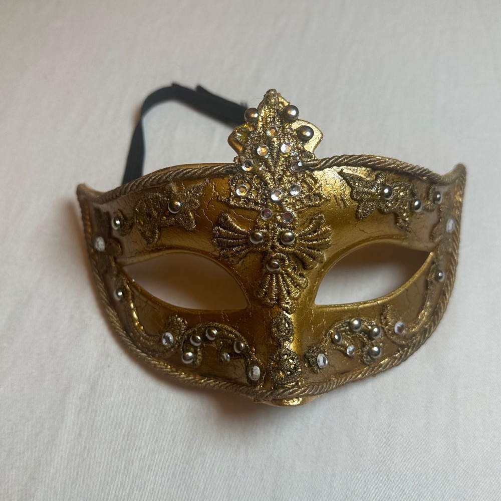 Masquerade Mask Venetian Costume Rhinestone Embroidered Halloween Mardi Gras